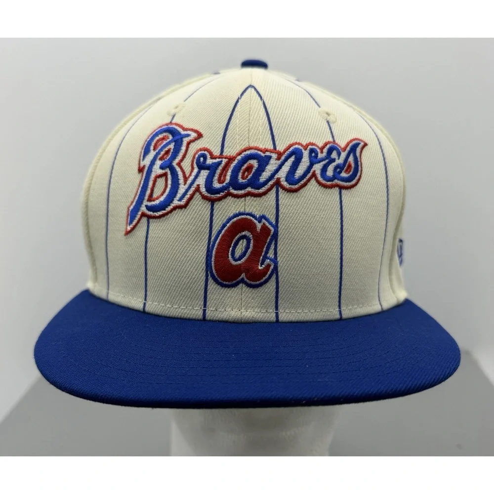 New Era Atlanta Braves Striped Snapback Hat Cooperstown Collection Limited MLB